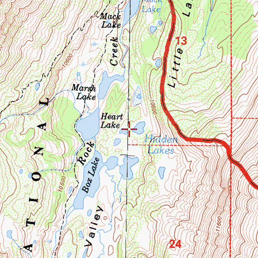 Topographic Map of Hidden Lakes, CA