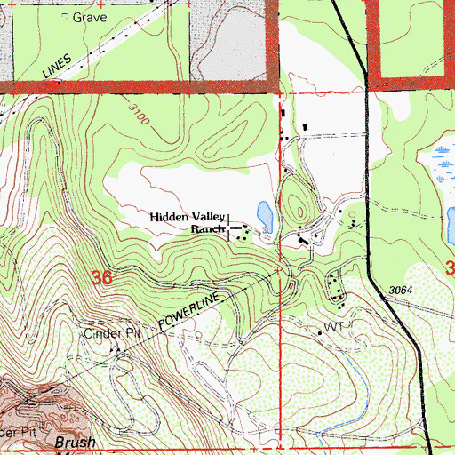 Topographic Map of Hidden Valley Ranch, CA