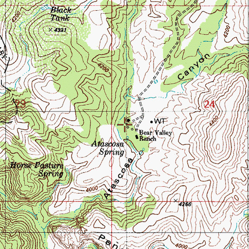 Topographic Map of Bear Valley Ranch, AZ