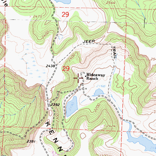 Topographic Map of Hideaway Ranch, CA