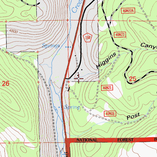 Topographic Map of Higgins Canyon, CA