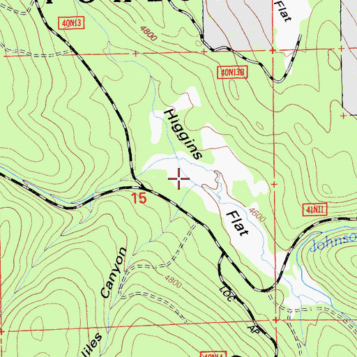 Topographic Map of Higgins Flat, CA