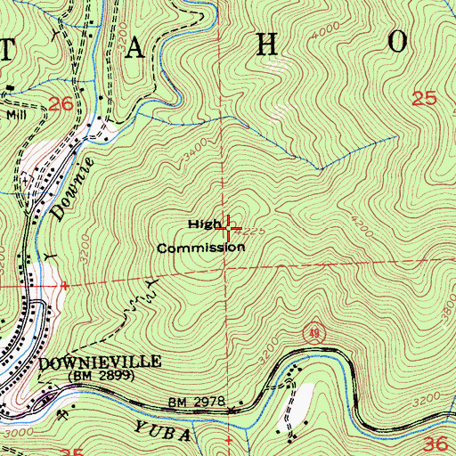 Topographic Map of High Commission, CA