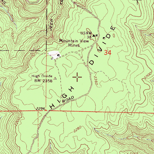 Topographic Map of High Divide, CA