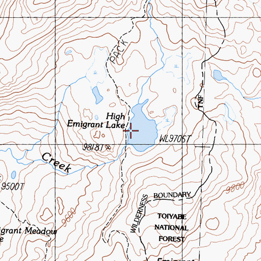 Topographic Map of High Emigrant Lake, CA