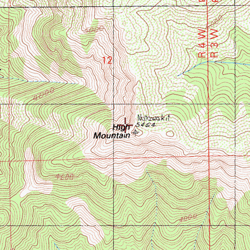 Topographic Map of High Mountain, CA