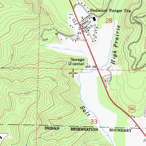 Topographic Map of High Prairie Creek, CA