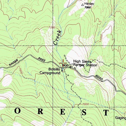 Topographic Map of High Sierra Ranger Station, CA