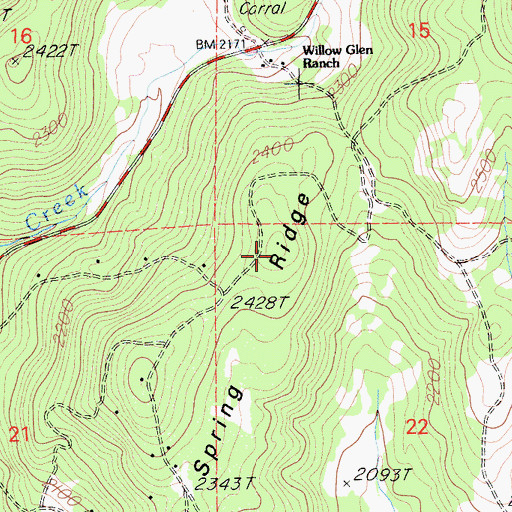 Topographic Map of High Spring Ridge, CA