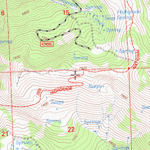 Topographic Map of Highgrade Trail, CA