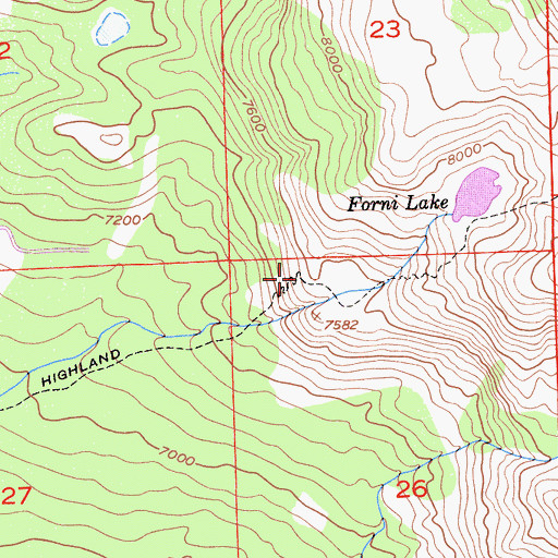 Topographic Map of Highland Trail, CA