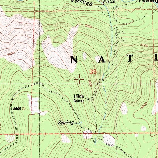 Topographic Map of Hilda Mine, CA