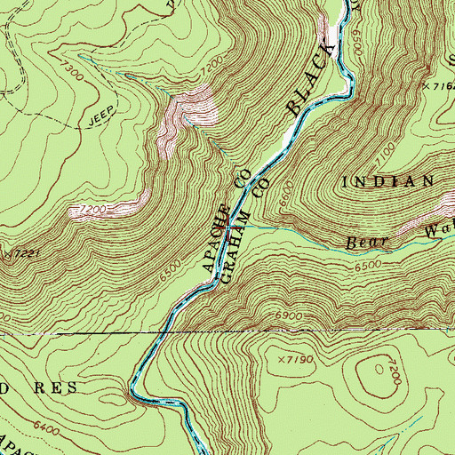 Topographic Map of Bear Wallow Creek, AZ