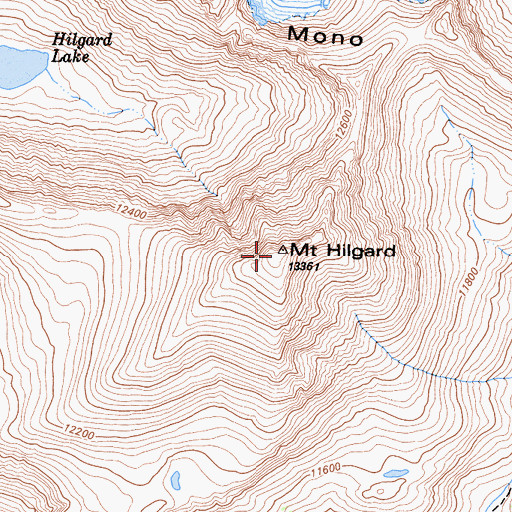 Topographic Map of Mount Hilgard, CA