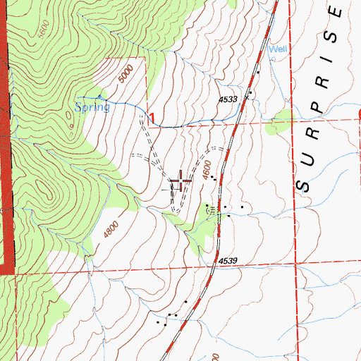 Topographic Map of Hill Ranch, CA