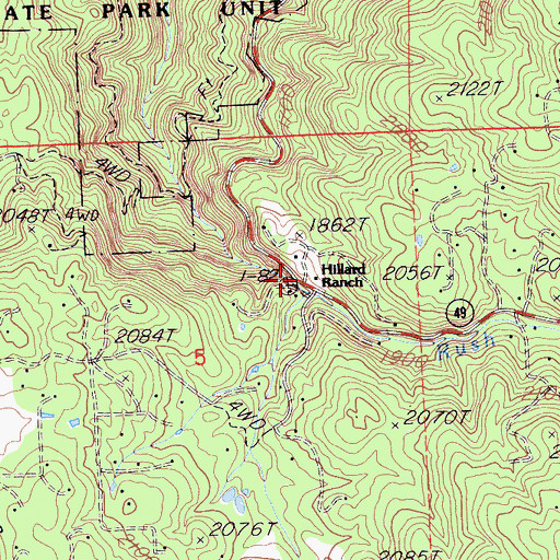 Topographic Map of Hilliard Ranch, CA