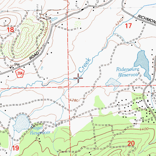 Topographic Map of Hills Creek, CA