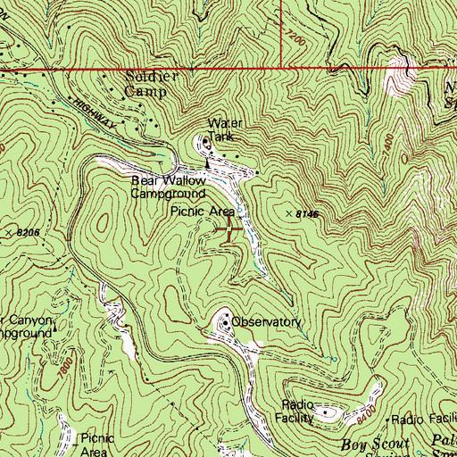 Topographic Map of Bear Wallow Spring, AZ