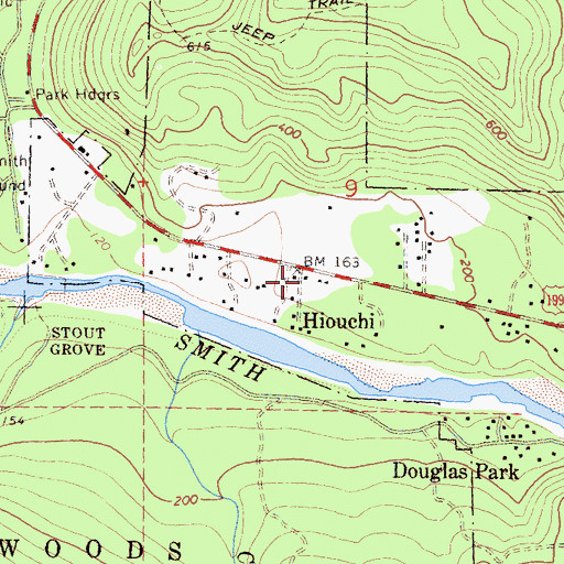 Topographic Map of Hiouchi, CA