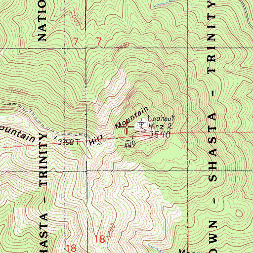 Topographic Map of Hirz Mountain, CA