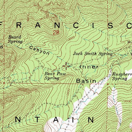 Topographic Map of Beard Canyon, AZ