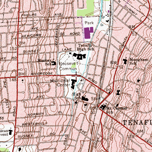 Topographic Map of Tenafly Fire Department, NJ