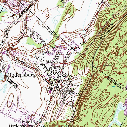 Topographic Map of Ogdensburg Fire Department, NJ