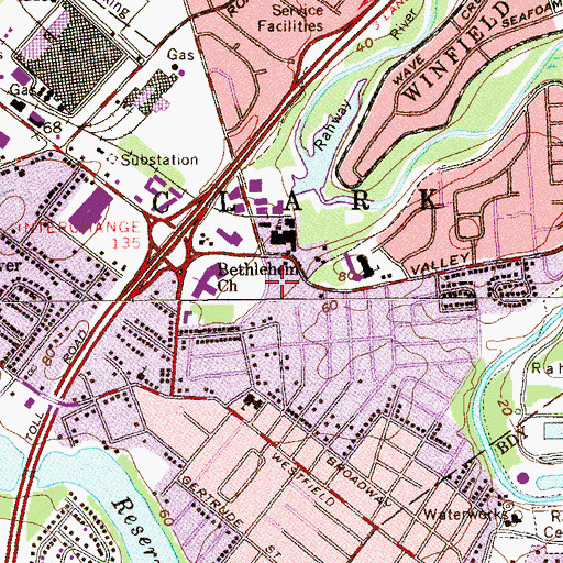 Topographic Map of Clark Volunteer Fire Department, NJ