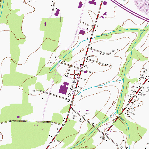 Topographic Map of Elizabeth Avenue Volunteer Fire Company, NJ
