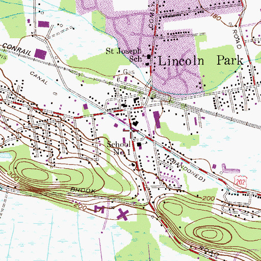 Topographic Map of Lincoln Park Fire Department Hose Company 1, NJ