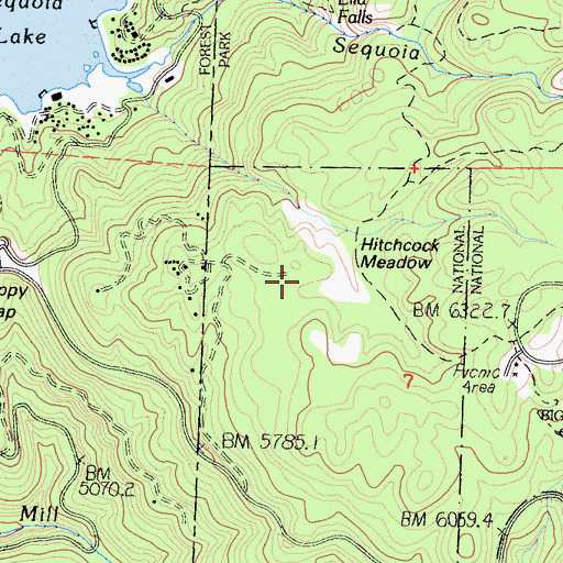 Topographic Map of Hitchcock Meadow, CA
