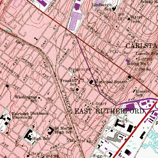 Topographic Map of East Rutherford Fire Department and Emergency Medical Squad, NJ