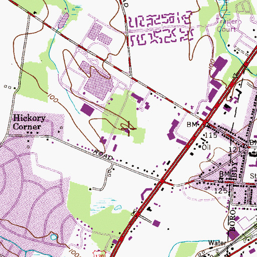 Topographic Map of East Windsor Volunteer Fire Company 1, NJ