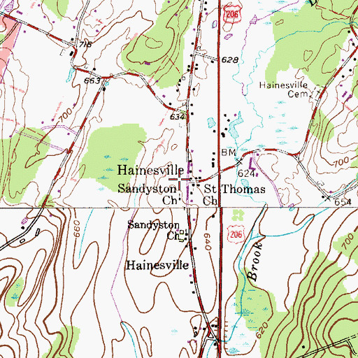 Topographic Map of Sandyston Township Fire Department, NJ