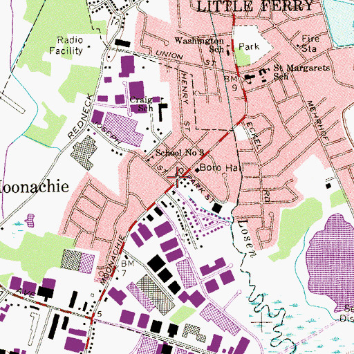 Topographic Map of Moonachie Borough Fire Department, NJ