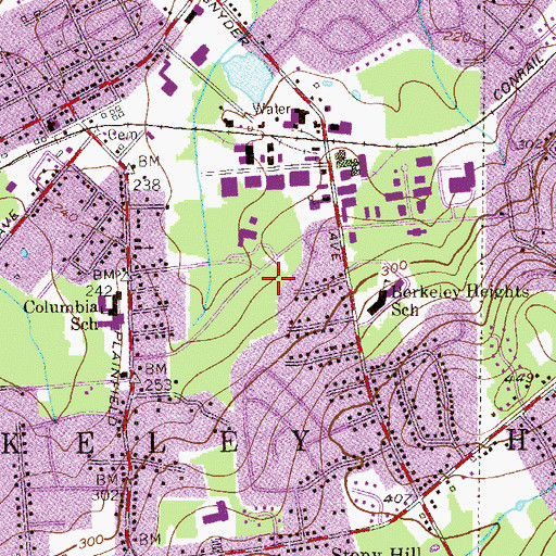 Topographic Map of Berkeley Heights Fire Department, NJ