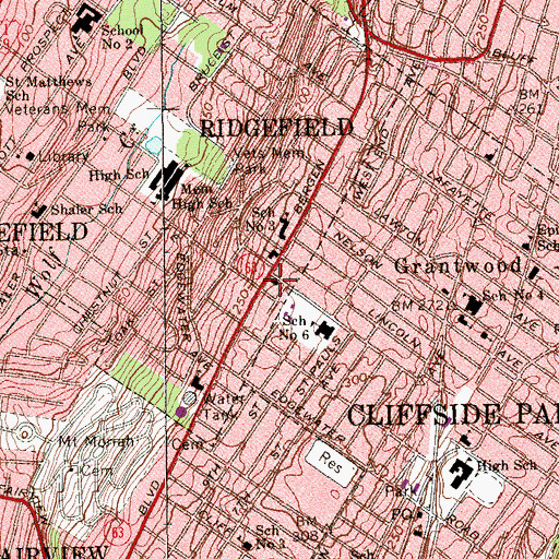 Topographic Map of Ridgefield Fire Department, NJ