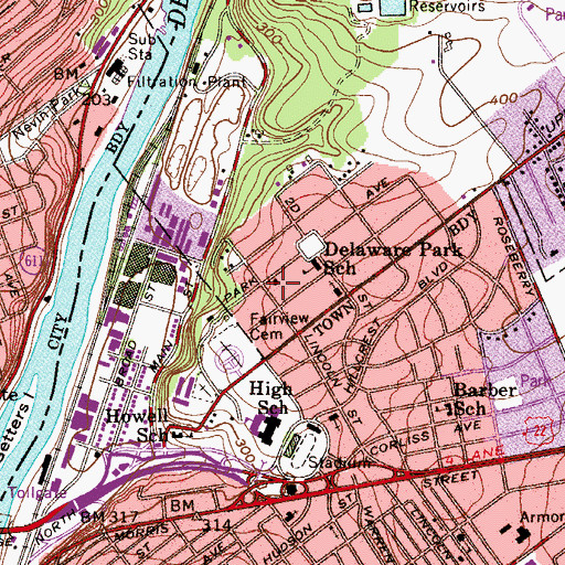 Topographic Map of Delaware Park Chemical Engine Company 1, NJ