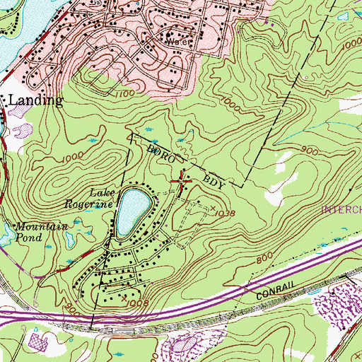 Topographic Map of Lake Rogerene Fire Department, NJ