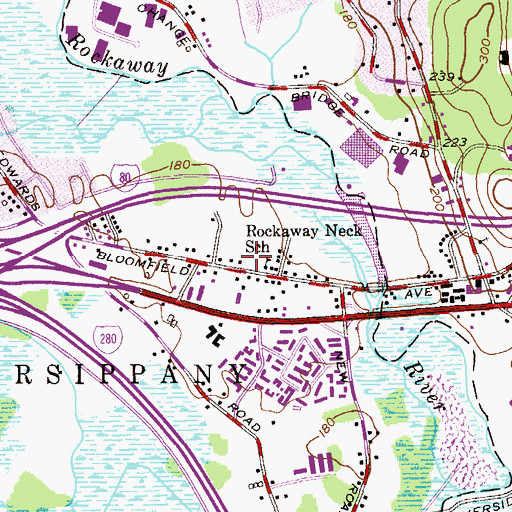 Topographic Map of Parsippany Troy Hills Volunteer Fire Company, NJ