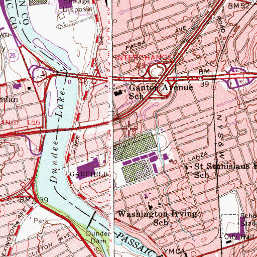 Topographic Map of Elmwood Park Fire Department Station 3, NJ