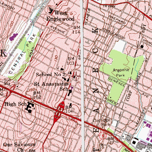 Topographic Map of Teaneck Fire Station Headquarters, NJ