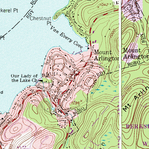 Topographic Map of Mount Arlington Fire Department, NJ