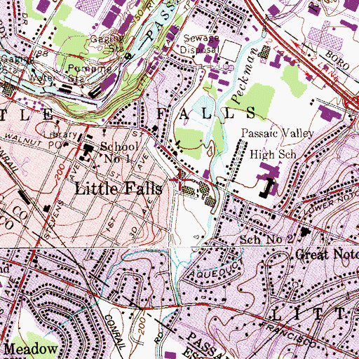 Topographic Map of Little Falls Division of Fire Company 1, NJ