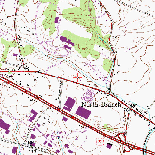 Topographic Map of North Branch Volunteer Fire Company, NJ