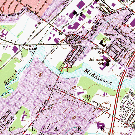 Topographic Map of Clark Volunteer Fire Department Station 2, NJ