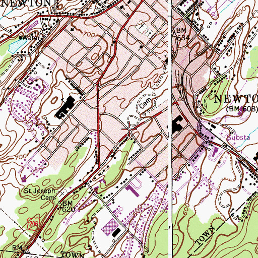 Topographic Map of Newton Fire Department Station 2, NJ