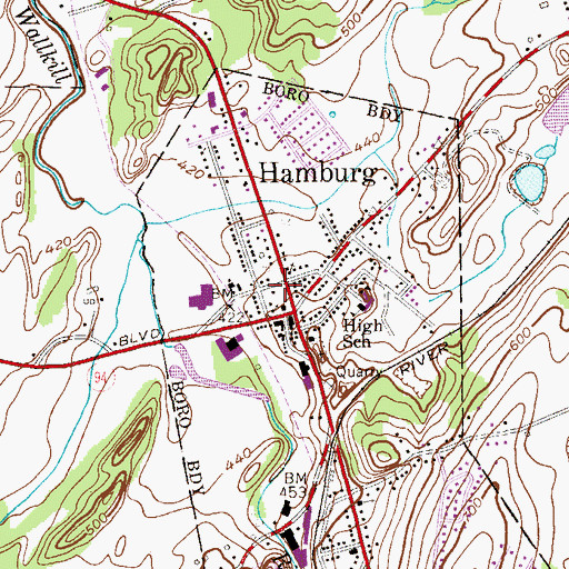 Topographic Map of Hamburg Fire Department, NJ