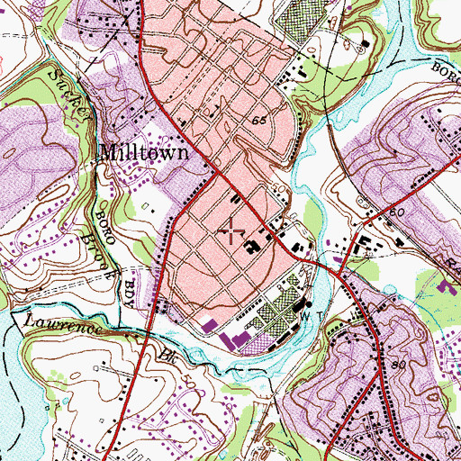 Topographic Map of Milltown Fire Department, NJ