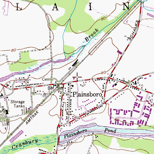Topographic Map of Plainsboro Fire Company Fire District No. 1, NJ